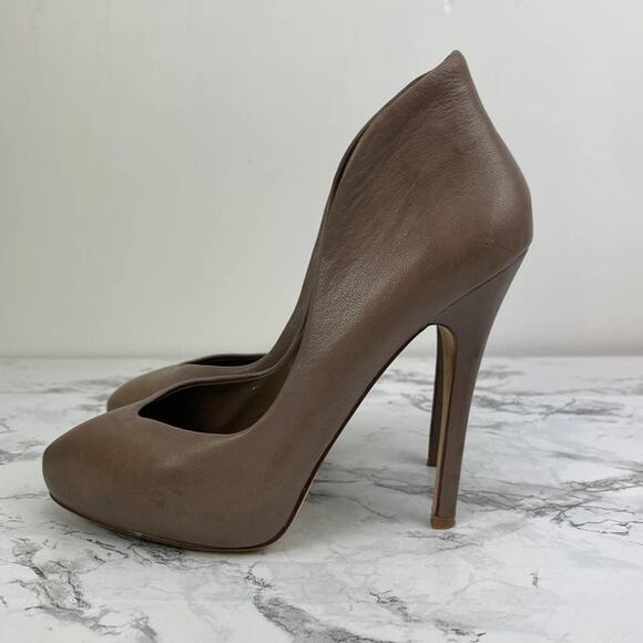 Aldo Taupe Brown Leather D'Orsay Platform Pumps Heels Size 40 Women's - Picture 3 of 7